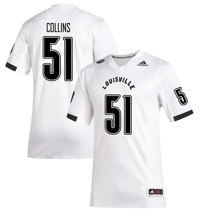 Men #51 Austin Collins Louisville Cardinals College Football Jerseys Sale-White - Click Image to Close